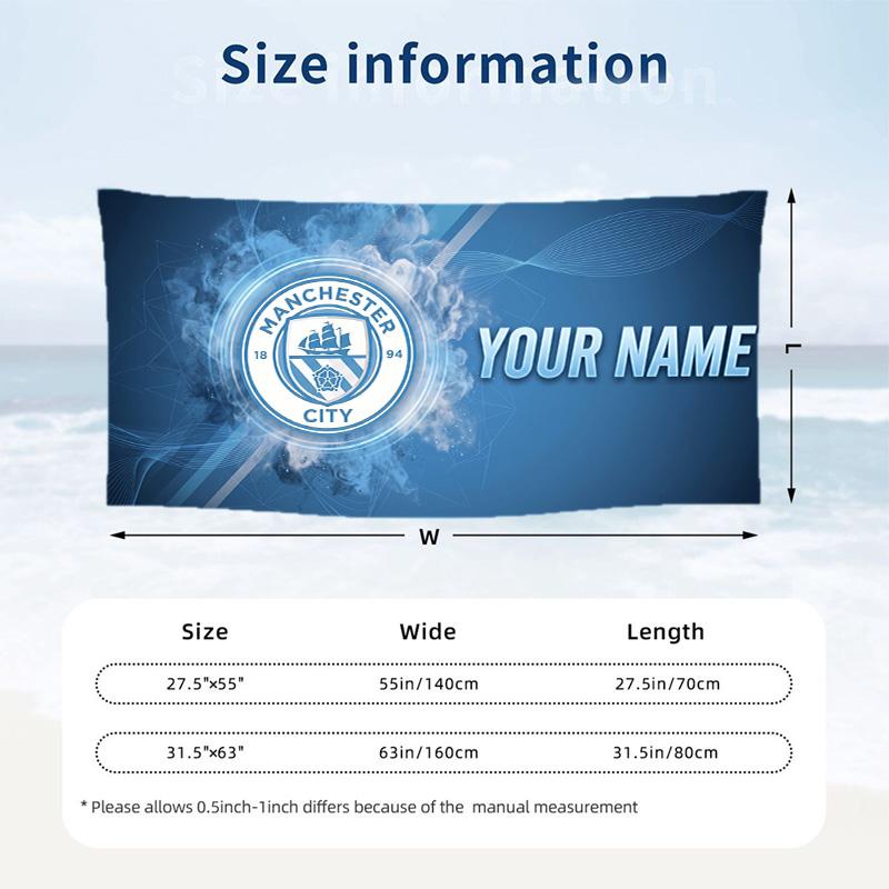 Custom Text Beach Towel, Soft Absorbent Swimming Multi-use TowelManchester City