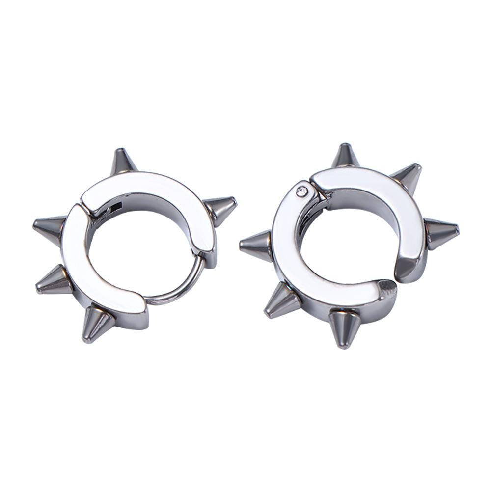 Round Hoop Earrings Spike Stud Earrings Clip Earrings Punk Rivets Ear Clip Women Men Earrings