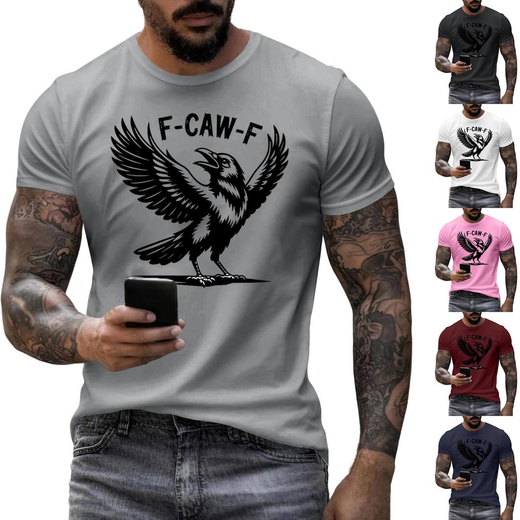 Men's Fashion Casual Printed Short Sleeve Round Neck Pullover Tops
