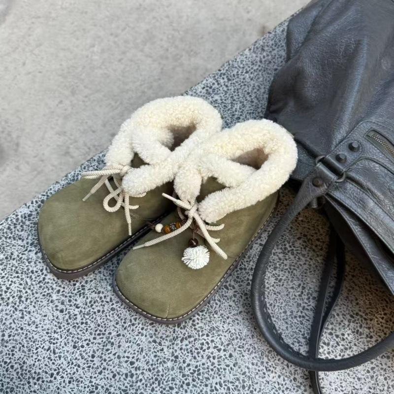 Women's Lightweight Thick Sole Winter Warm Fur One Snow Boots Plush Lamb's Wool Lined Non-slip Casual Sports Cotton Boots Cotton Shoes Sneakers