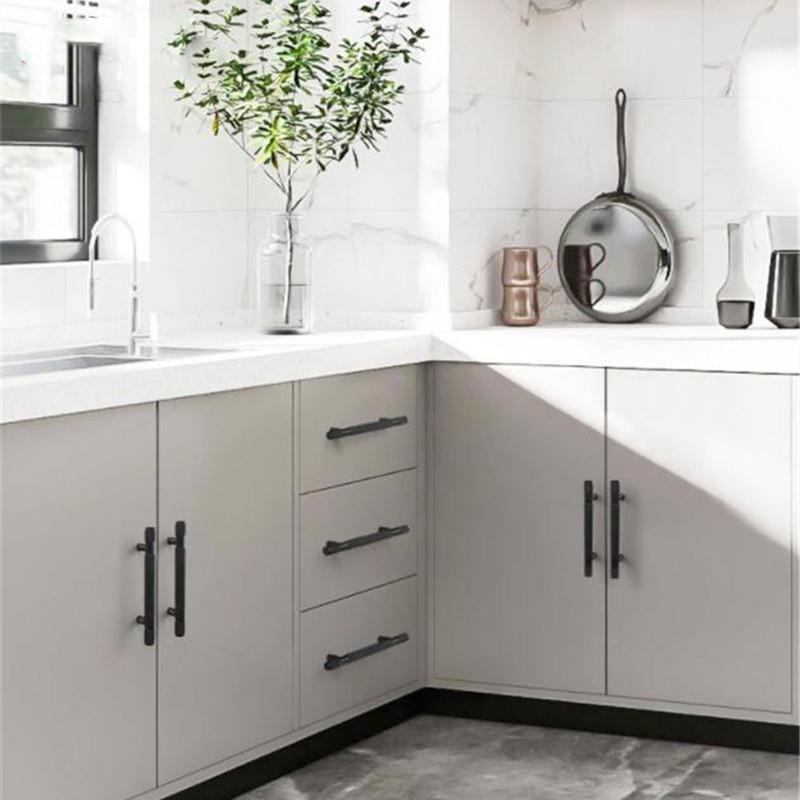 Modern Aluminum Alloy Black Gold Kitchen Cabinet Handles and Knobs Drawer Handles Wardrobe Door Pulls Furniture Hardware