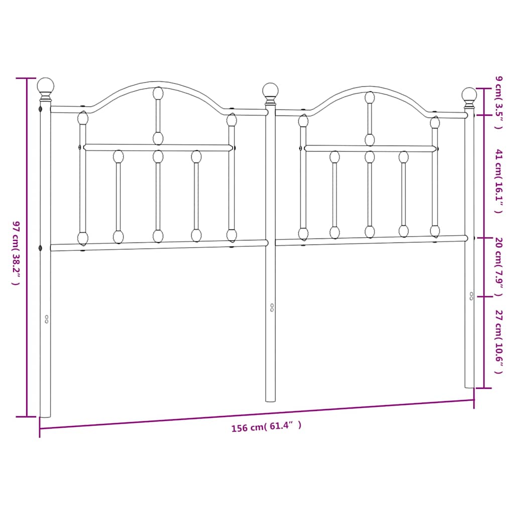 Replacement Headboard Metal White 150 cm