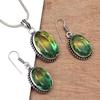 Green Tourmalinne Gemstone Mother's Day Jewelry Pendant Earring Set
