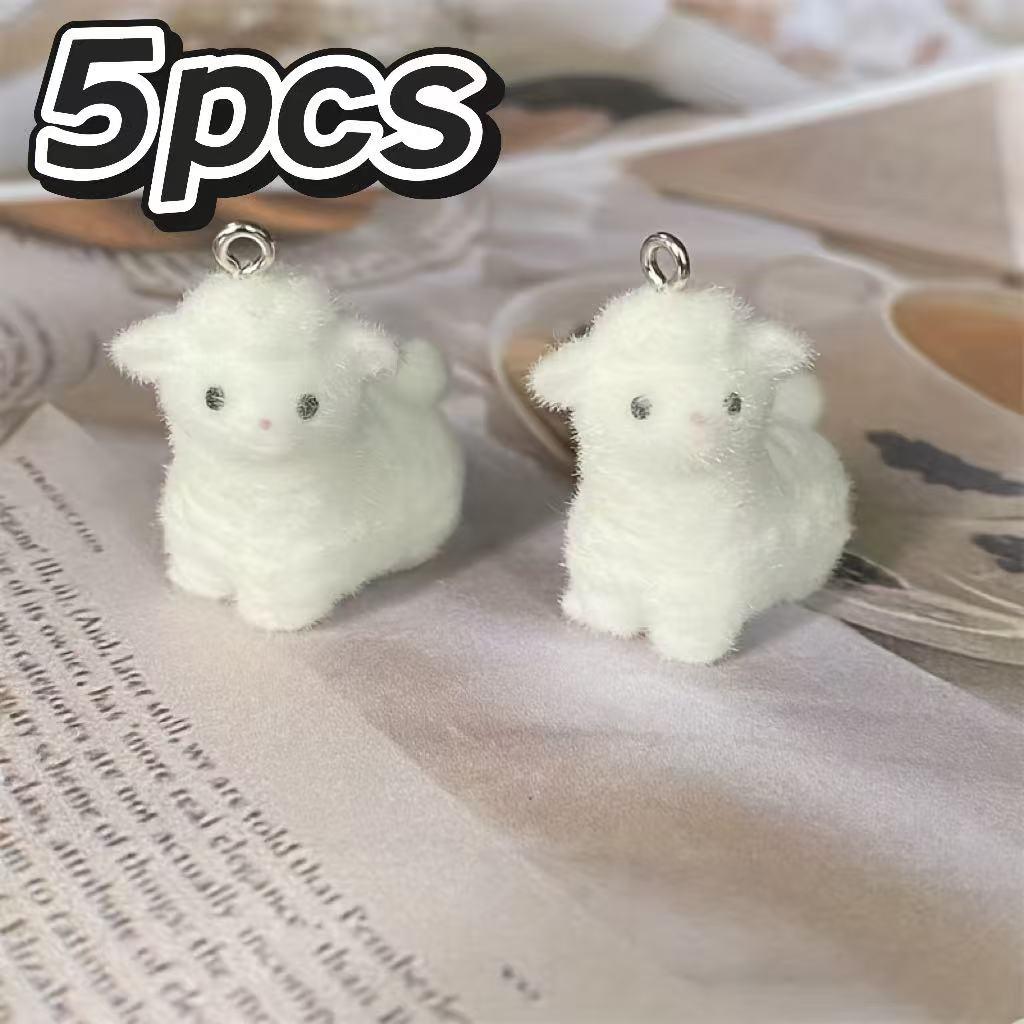 5 милых плюшевых ягнят, смоляные украшения, 3D подвеска-животное, подходит для изготовления бижутерии своими руками, брелоков, аксессуаров для сережек, не требуется