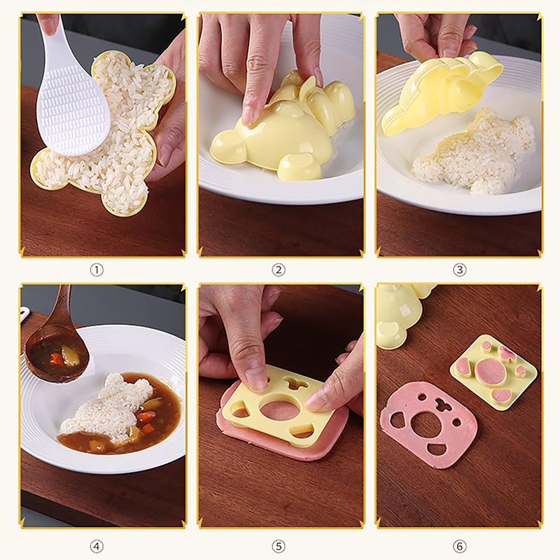 Мультяшный медведь Дети рисовые шарики Maker Mold Onigiri Mold 3D Bento Box Суши Кухонные принадлежности Гаджеты Сэндвич Украшения Резак Подарок