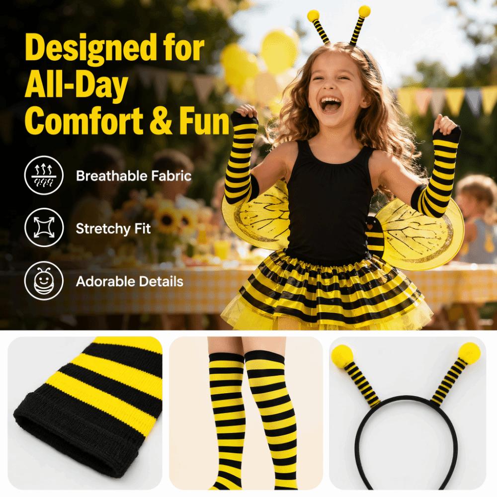Tutu Skirt Bumblebee Costume Striped Knee Stocking Honey Bee Costume Bee Costume Set For Women