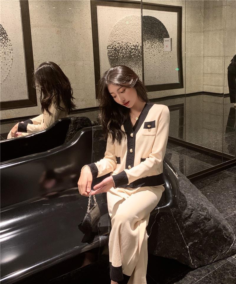 Женский вязаный кардиган и брюки палаццо в стиле Хепберн, весна/осень 2024