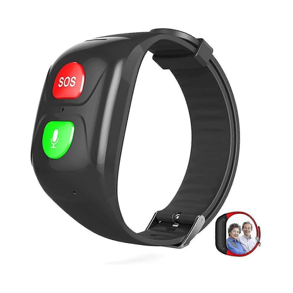 Браслет SOS GPS-трекер Совместимый с пожилыми людьми Экстренный вызов SOS GPS-локатор Телефон Помощник в чрезвычайных ситуациях IP67 Водонепроницаемые Умные часы Телефон, черный