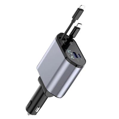 Автомобильное зарядное устройство поддерживает сверхбыструю зарядку мощностью 120 Вт, телескопический кабель для зарядки через флэш-память, 4 в 1, прикуриватель для зарядки в автомобиле