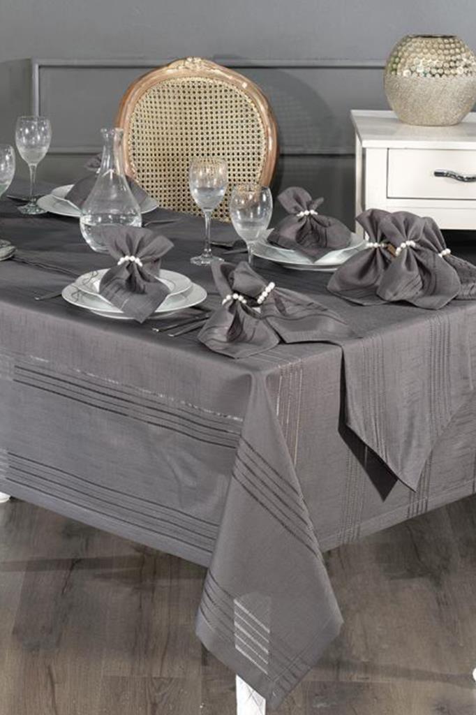Набор Corver Dinner/Launch Set 26шт, Скатерть 160х220, Дорожка, Салфетки, Кольца Антрацит