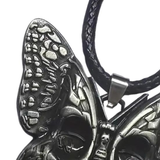 Skull Butterfly Necklace Gothic Butterfly Pendant Necklace Dark Style Hip-hop Necklace Insect Jewelry Gift for Women Men