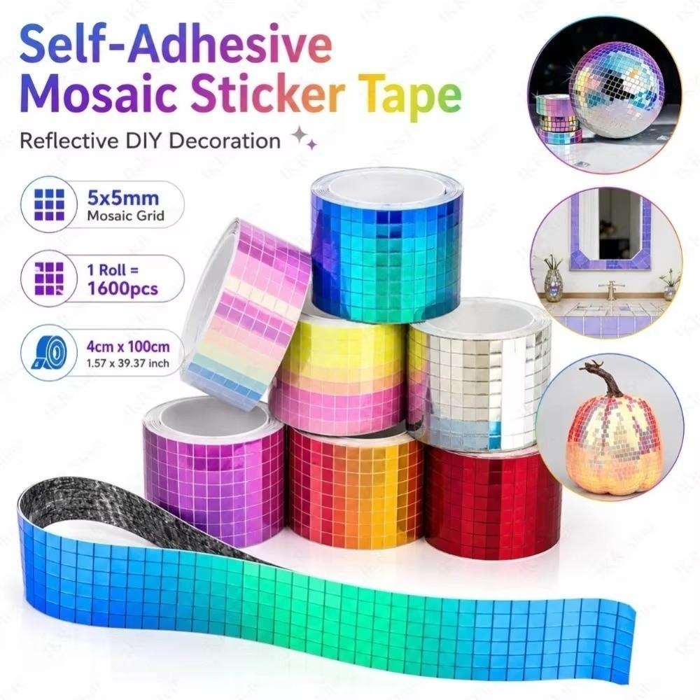 Reflective Mirror Surface Self Adhesive Mosaic Stickers Decorative Wall Decals Home Decoration