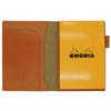 Rhodia No. 14 Horizontal Cover with Pen Holder, Genuine Leather (Made in Japan), Includes One Notepad (Orange)