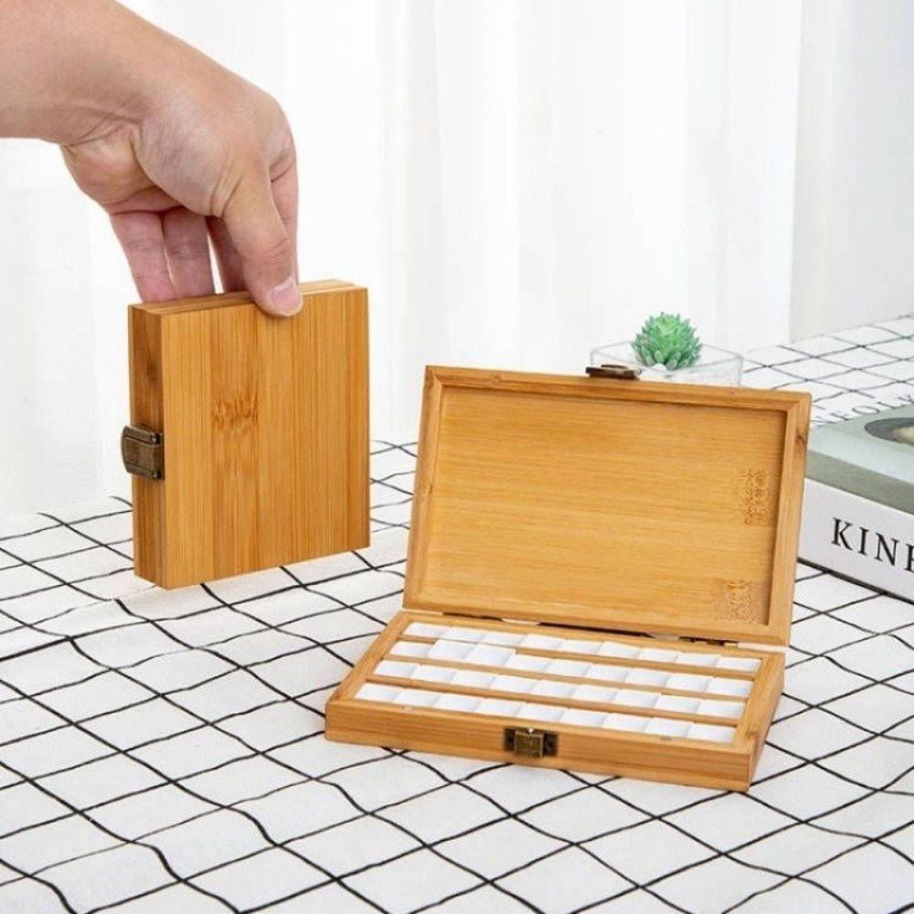 with Lid Watercolor Box Empty Bamboo Paint Storage Box New Paint Palette  Painting Art Supplies