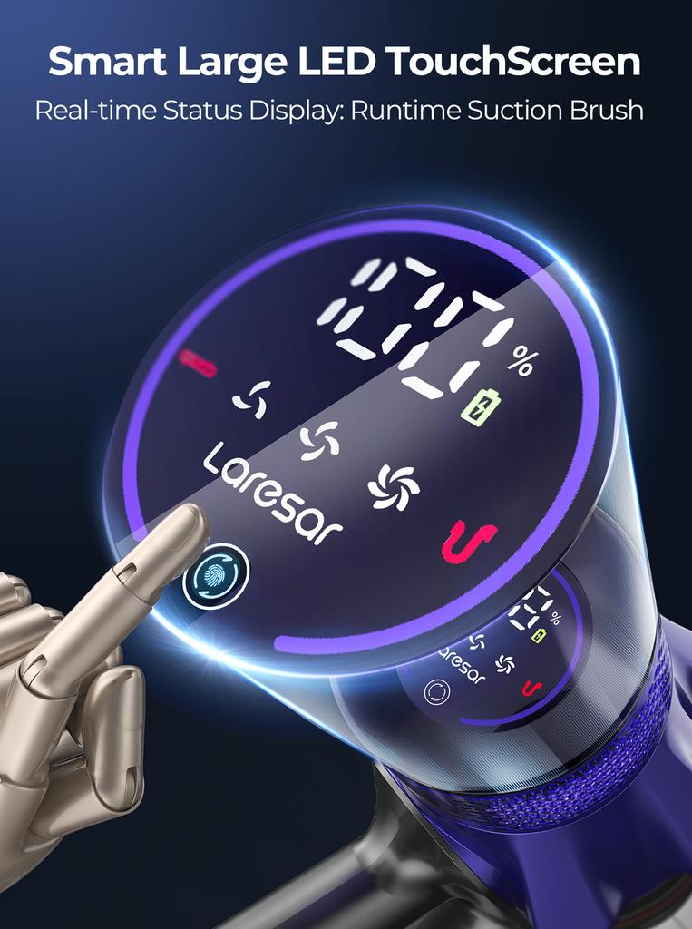 Laresar V7 500W 50000PA Suction Power Cordless Vacuum Cleaner Handheld smart Home Appliance Removable Battery Dust Cup