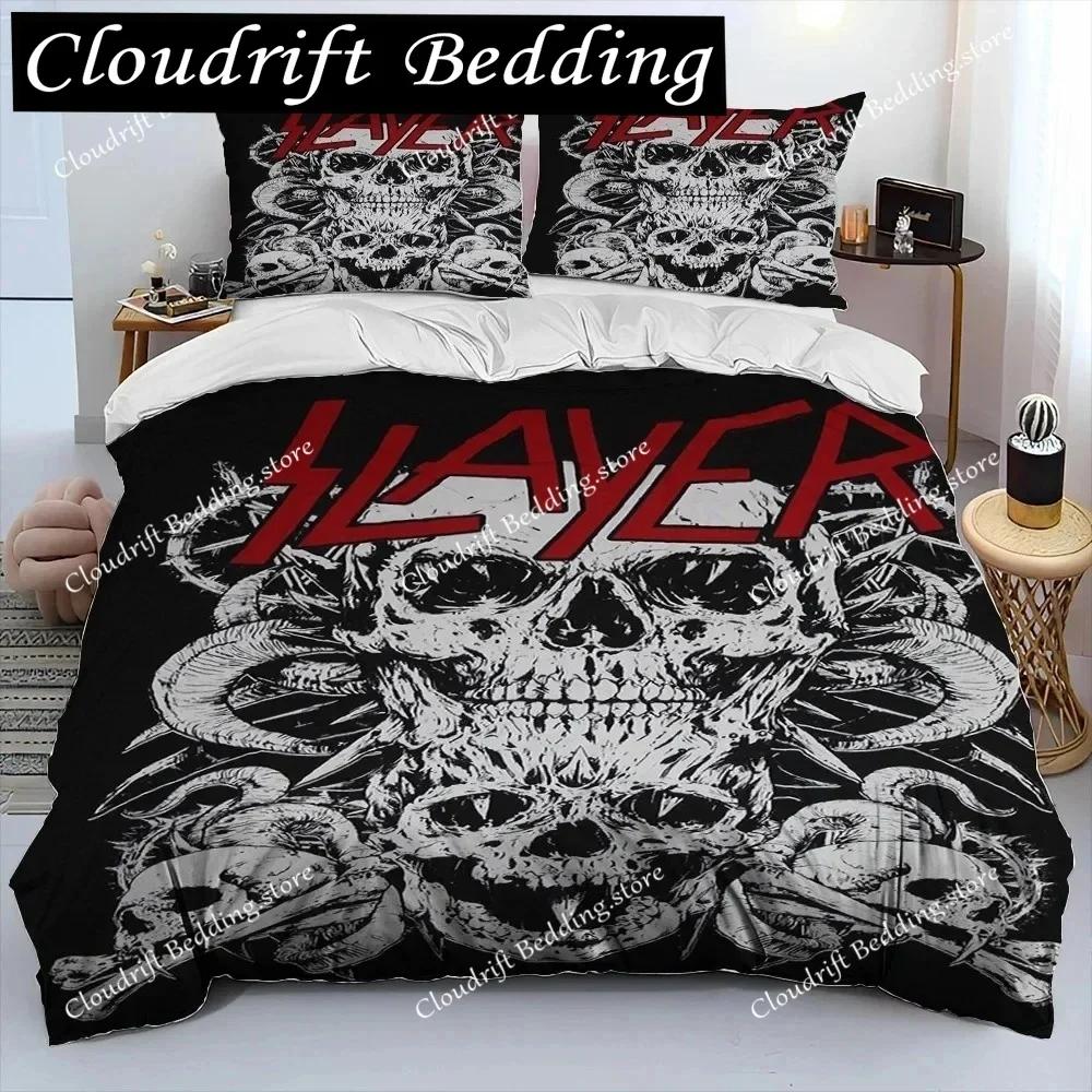 Комплект постельного белья с одеялом, тематика хэви-метал группы Slayer, пододеяльник, комплект для кровати, покрывало, наволочка, размер King Queen, Подарок0