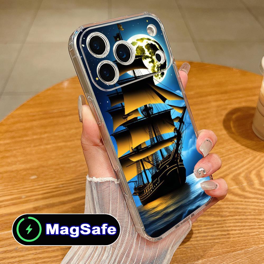 Пиратский Корсар Чехол для Мобильного Телефона для iPhone 17 16 15 14 13 12 11 Air Pro Max Plus Mini Magsafe Прозрачный Цветной Чехол Роскошный Чехол