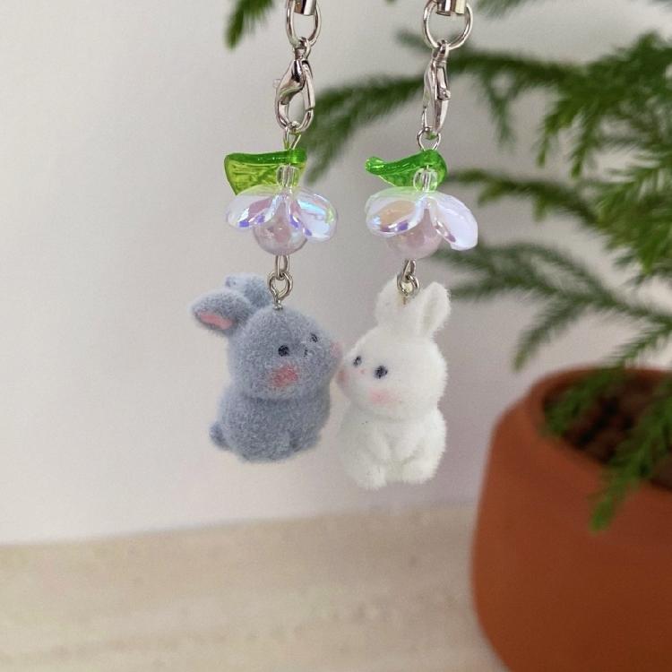 Sweet Flocking Rabbit Mobile Accessory Soft Rabbit Phone Chain Phone Decoration For Commuting And Shopping Adventures