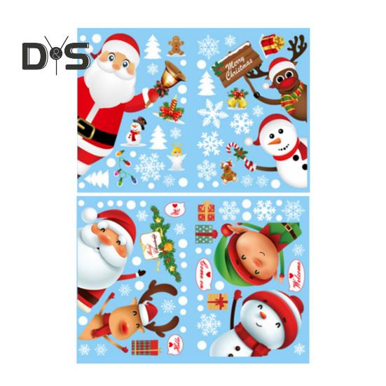 2/4 Pcs Christmas Stickers Santa Claus Snowflake Reindeer Xmas Decals Waterproof Festive Decor Stickers for Windows Glass