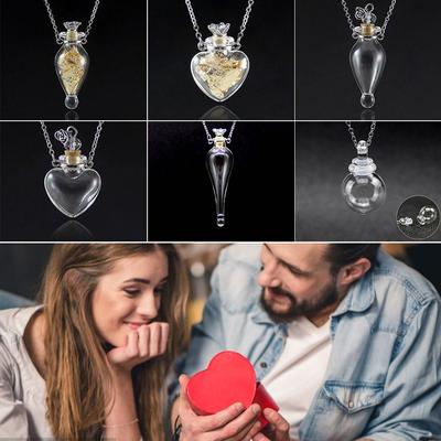 Ожерелье в виде флакона для духов в форме сердца, памятные украшения, кулон в виде флакона желаний, диффузор для эфирных масел