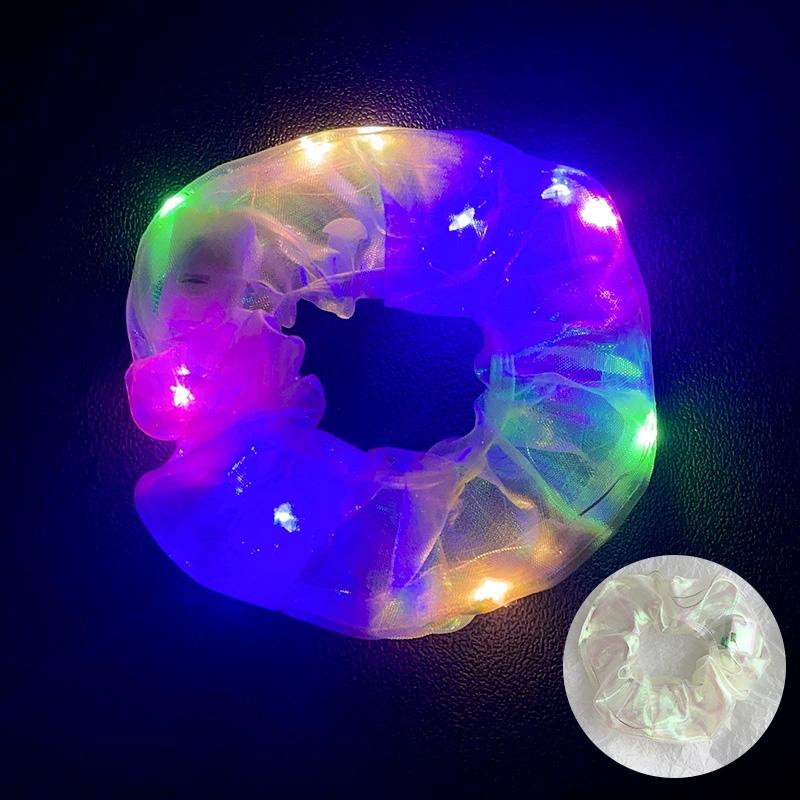 1Pc Hair Accessories Festival Party Light-up Glow Effects Women Hair Rope Fashion LED Hair Tie Scrunchie
