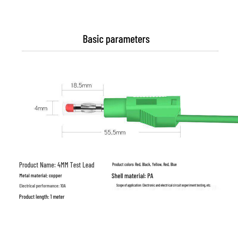 4mm All-Copper Banana Plug Test Lead Wire for High Voltage Power Meters, 10A Capacity