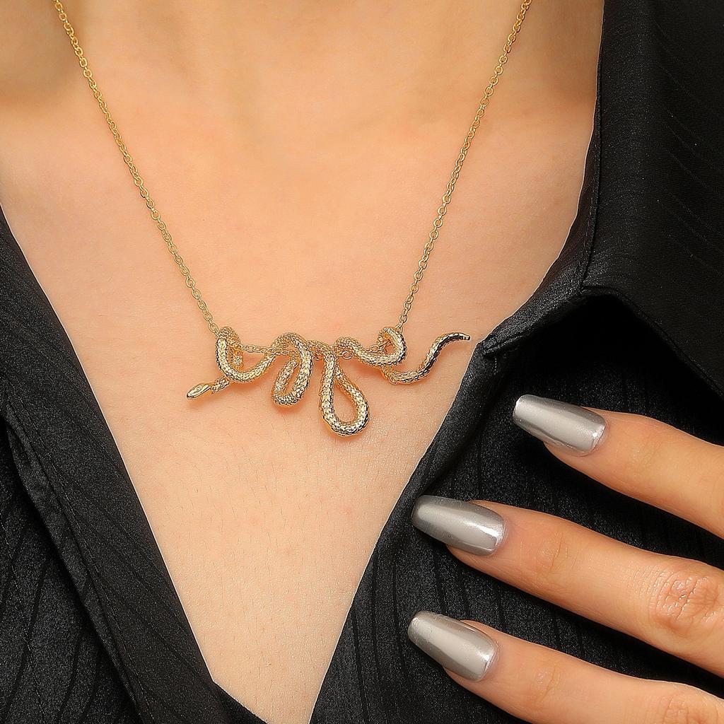 Европейский и американский дизайн в форме змеи, открытая шейная цепочка, женское колье в форме змеи, персонализированное трендовое колье
