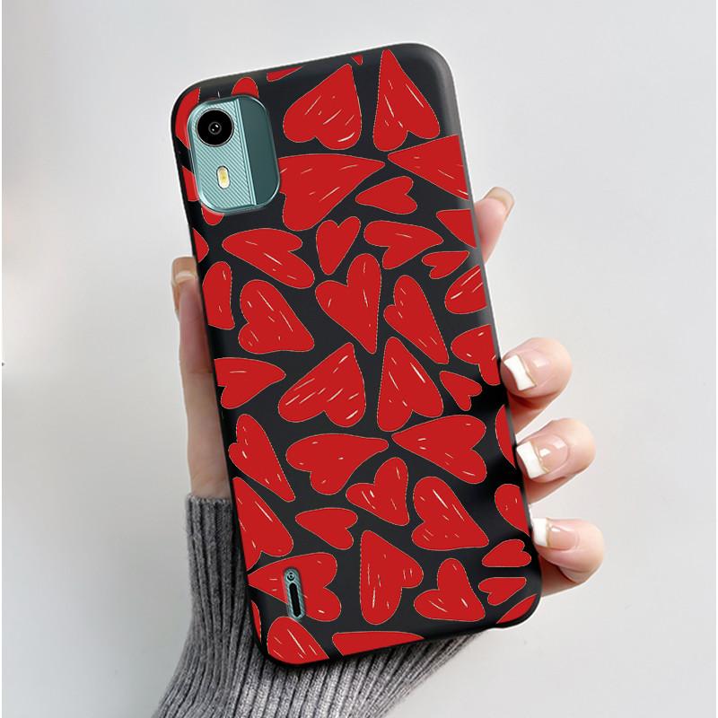 Black Case For Nokia C12 TA-1535/C12 Plus/C12 Pro Chrysanthemum Pattern Shell 2026 New Design Anti-scratch Soft Silicone Casing