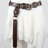 Vintage American Spice Girl Rivet Corn Splicing Wide Belt Personality Trend Punk Metal Buckle Waist Belt