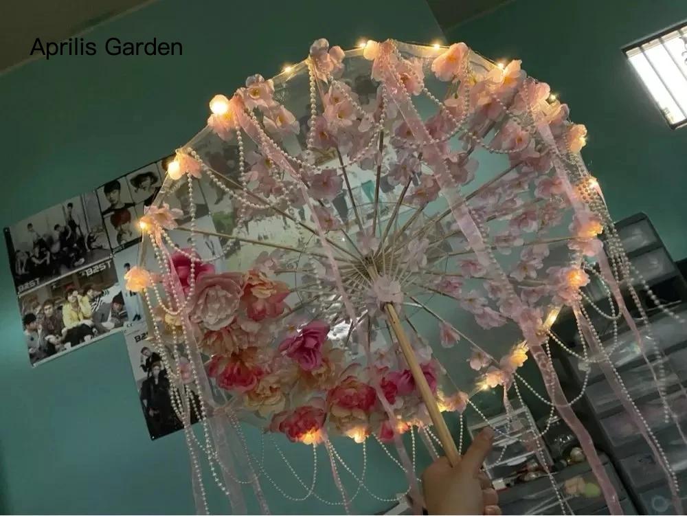 Светодиодная Пряжа Шелковая Ткань Кружево Декоративный Зонт Пляжный Зонт Принцесса Китайский Японский Зонт Драма Ремесло Зонт Косплей