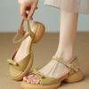 Французские не уставшие ноги сандалии женские новые весенне-летние модные верхняя одежда толстая подошва с юбкой словесный пояс римские туфли женские