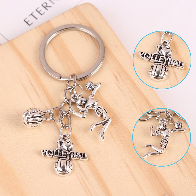 Творческий DIY брелок для ключей с изображением волейболиста, сплав, брелок, подвески, аксессуары, кулон, подарки