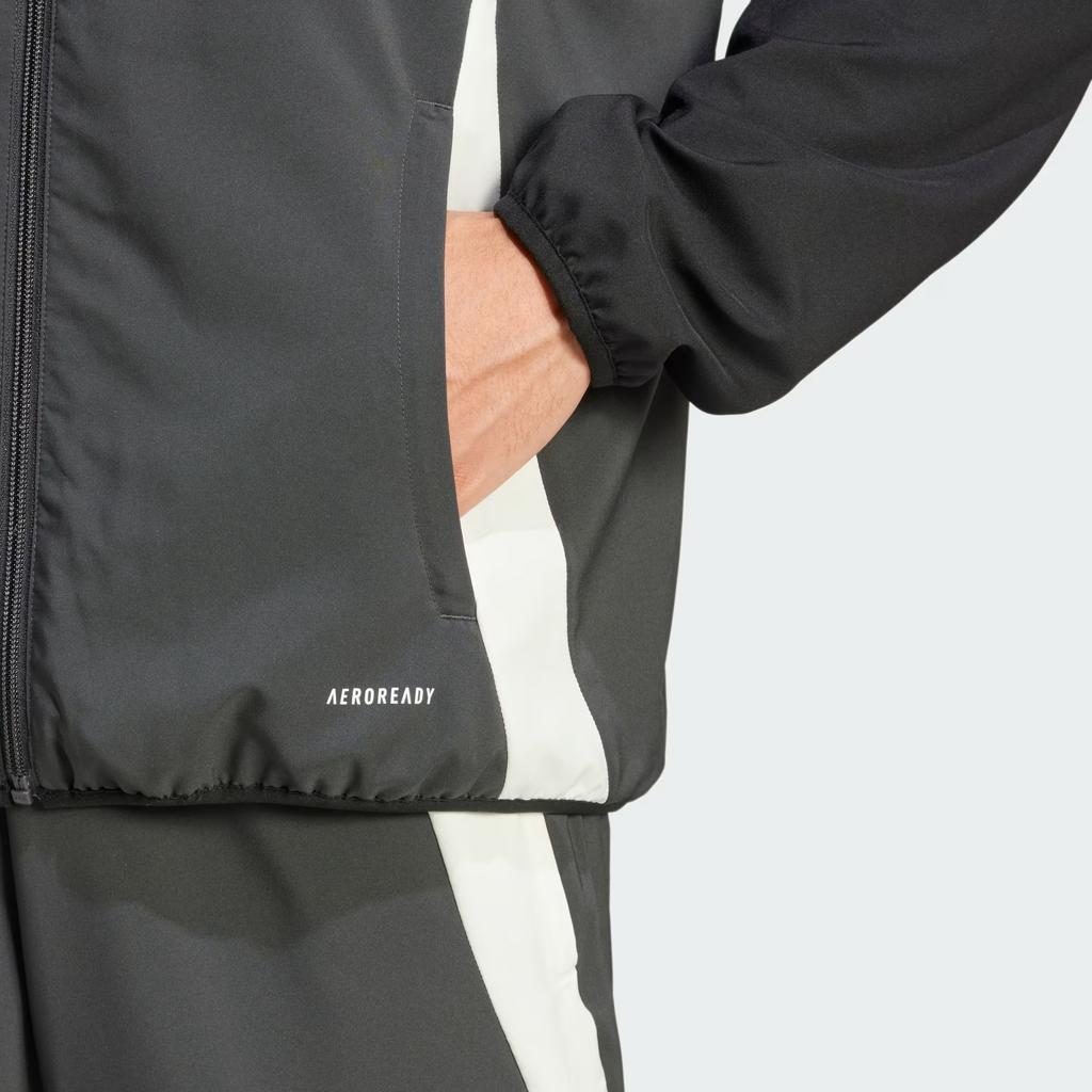 adidas Манчестер Юнайтед Европейская Презентация 2024-25 Полосатая Куртка с Воротником-стойкой на Молнии и Длинным Рукавом Мужская Куртка IS8081