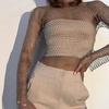 Women Sexy Mesh See Through T Shirt Shiny Rhinestone Fishnet Hollow Out Crop Top Long Sleeve Beach Cover Up Party Club Tank Tops