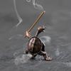 Brass Turtle Incense Burner Kung Fu Style Animal Desktop Ornament Creative Home Decor Retro Craft Meditation Aromatherapy Holder