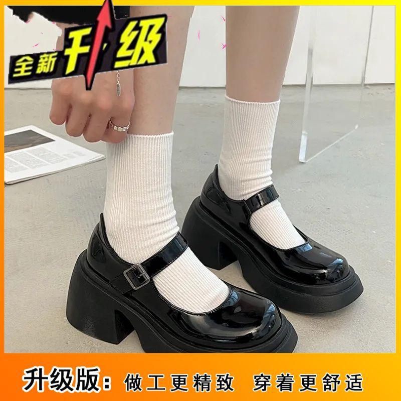 Retro Solid Color Platform Loafers Women's 2025 Spring and Summer New Casual British Style Single Shoes Fashion Buckle Small Leather Shoes