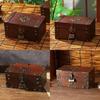 Antique Wooden Desktop Organizer Boxes With Lock For Home Gifts Decorations