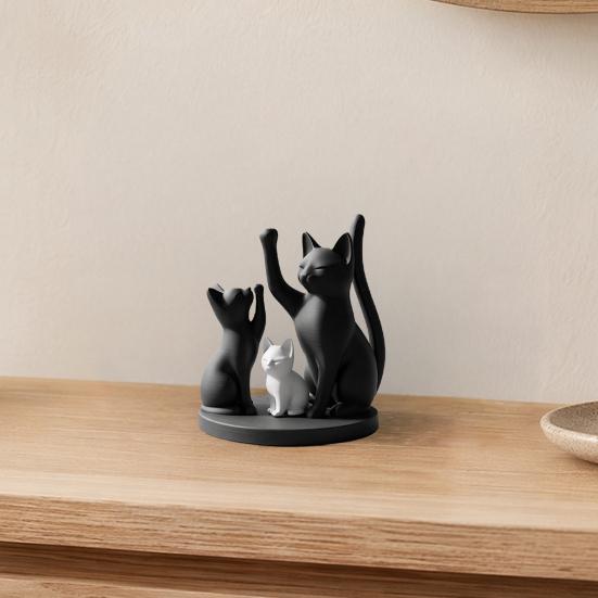 Милая Фигурка Кошачьей Семьи, 3D-печатная Скульптура Родителей-Кошек и Котенка, Современное Настольное Украшение с Кошкой, Подарок для Любителей Кошек