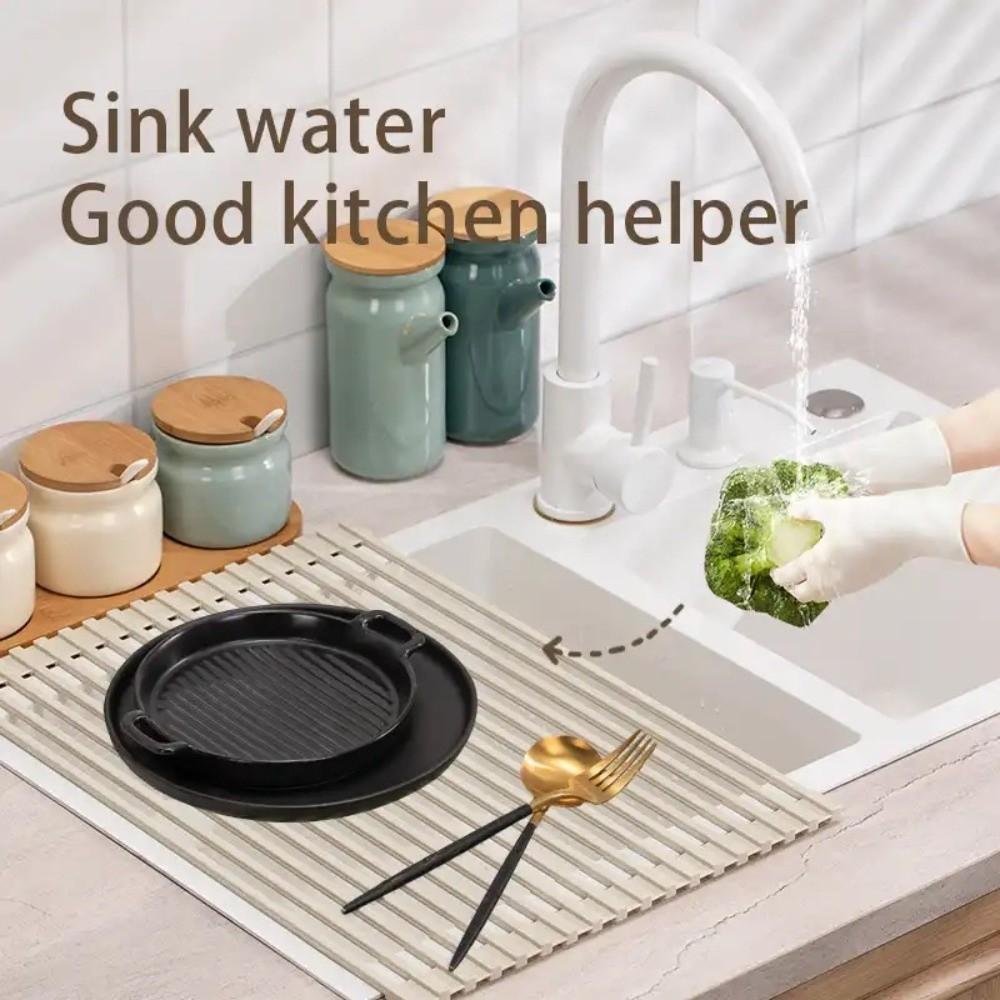 Non-slip Silicone Drainage Board Heat Resistant Roll-Up Drainage Board Kitchen Use