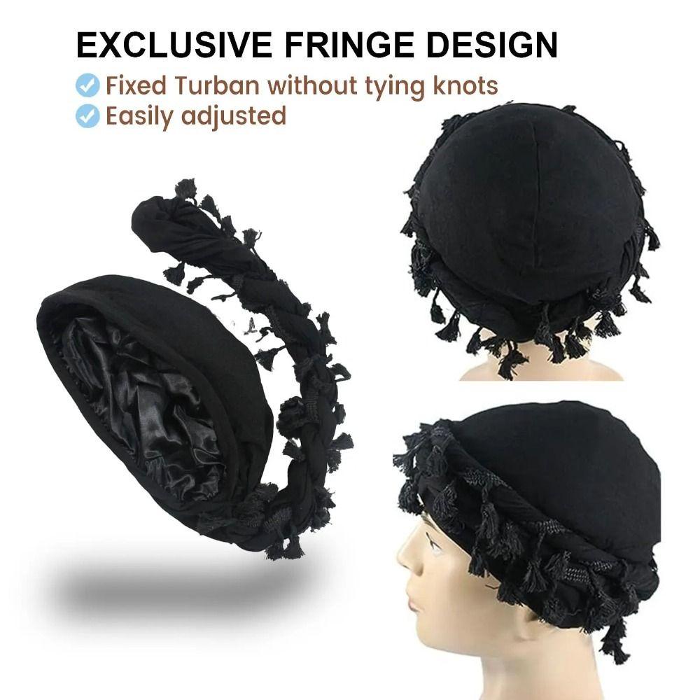 Tassel Men Braid Hat Burr Trim Head Wraps Solid Twisted Tail Hat Hiking