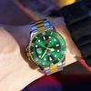 OLEVS механические часы с автоматическим ручным заводом наручные часы водонепроницаемые светящиеся дата нержавеющая сталь наручные часы для мужчин зеленые мужские