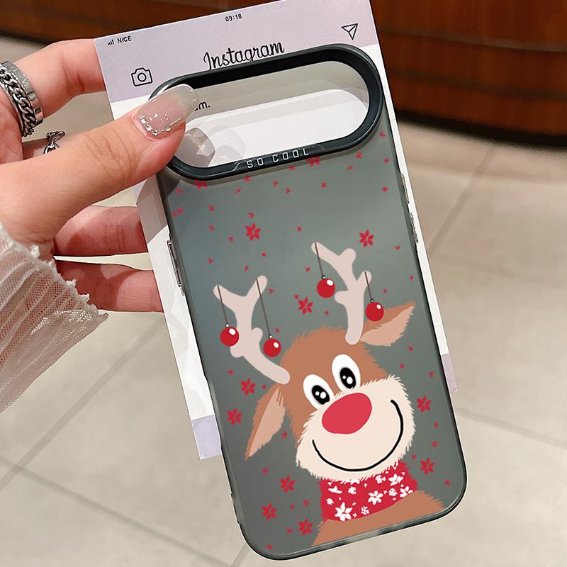 Plush Reindeer and Christmas Snowman Design IMD Hard Case For iPhone 17 Pro Max Air 16 15 14 13 Shockproof Cover