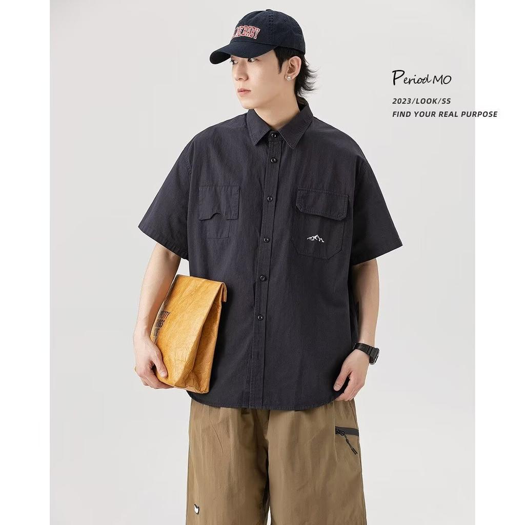 Летняя рубашка с коротким рукавом три четверти для студентов, свободный и нишевый дизайн, забавный новый мужской топ для ношения на открытом воздухе