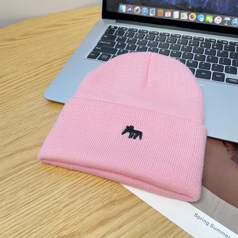 Вышитая лисья шерстяная шапка для мужчин, маленькое лицо осенью и зимой, теплая защита ушей, вязаная шапка, модная универсальная меховая шапка-дыня для женщин