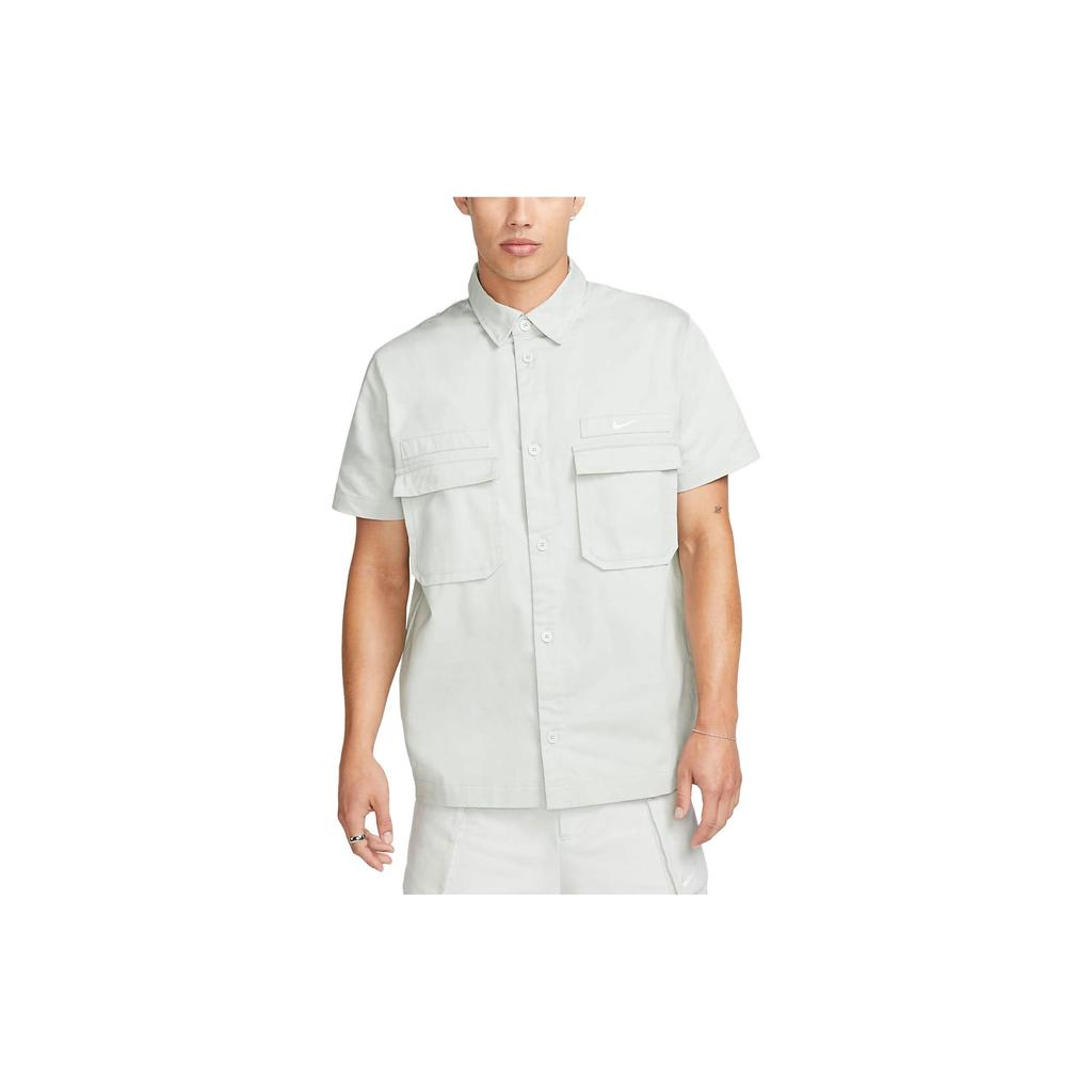 Nike Life Woven Military Short-Sleeve Button-Down Shirt 'Light Silver' DX3341-034