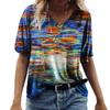 Летняя художественная роспись Tie Dye 3D принт женская красочная футболка с коротким рукавом футболки с V-образным вырезом уличная женская футболка