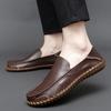 Handmade Men's Slip-Ons Leather Loafers for Casual Fashionable Comfortable Waterproof Walking Travel Suitable For All Seasons