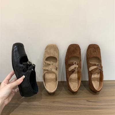 Версия на мягкой подошве~ Ретро замшевые туфли Мэри Джейн на плоской подошве женские туфли 2025 новые весенне-осенние балетки вечерние туфли