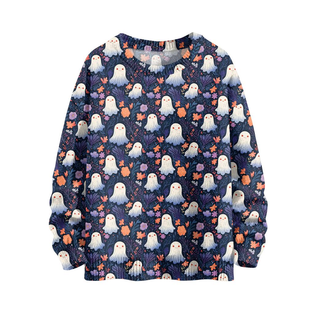 Толстовки на Хэллоуин для детей, мальчиков и девочек, вязаный свитер, милая рубашка, осенние пуловеры с круглым вырезом