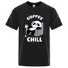 Coffee And Chill Kawaii Panda Clothes Men Oversized Tshirts Breathable Summer T-Shirts Cotton Streetwear Tops